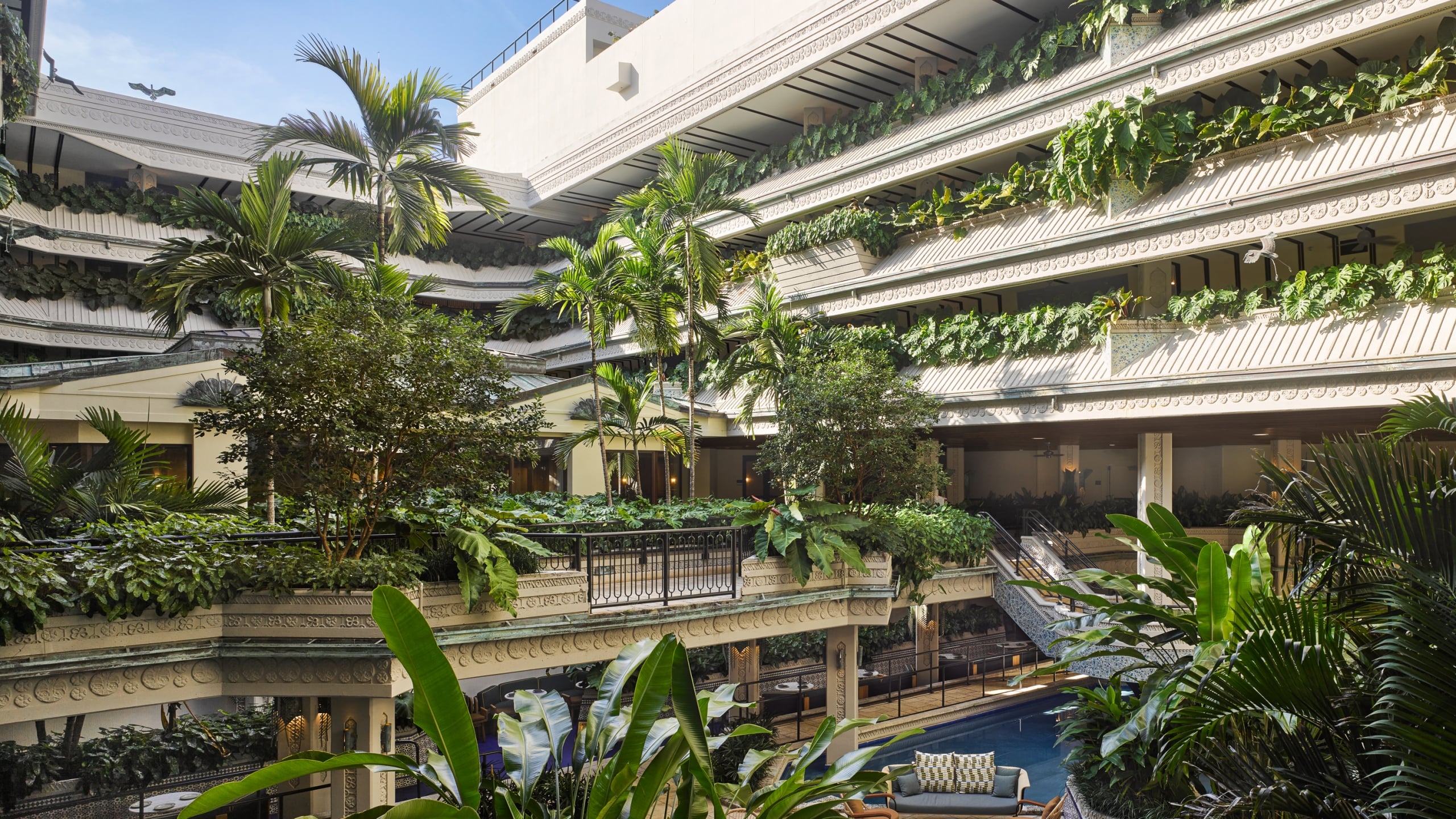 Lush gardens and distinctive architecture at Mayfair House Hotel & Garden in Coconut Grove