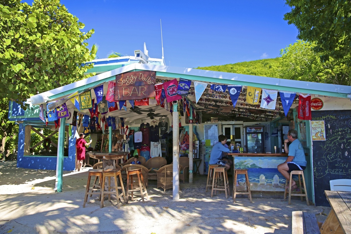 The colorful Soggy Dollar beach bar on White Bay, Jost Van Dyke